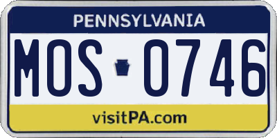PA license plate MOS0746