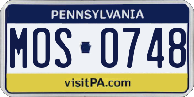PA license plate MOS0748
