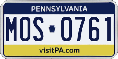 PA license plate MOS0761