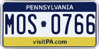PA license plate MOS0766