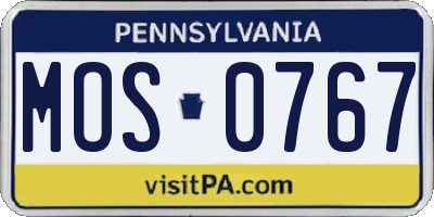 PA license plate MOS0767