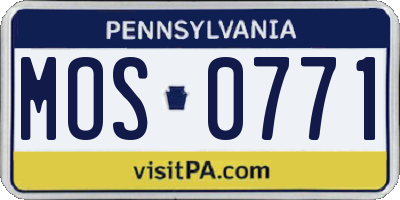 PA license plate MOS0771