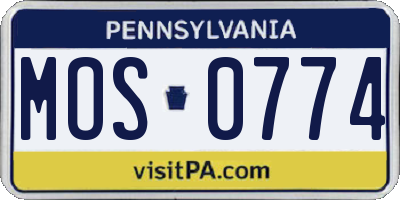 PA license plate MOS0774