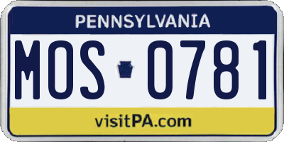 PA license plate MOS0781