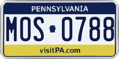 PA license plate MOS0788