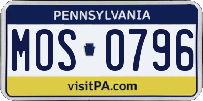 PA license plate MOS0796