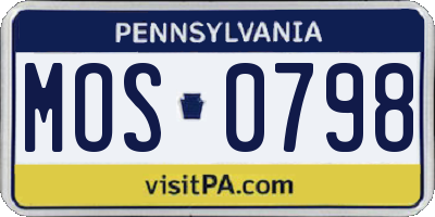PA license plate MOS0798