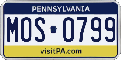 PA license plate MOS0799