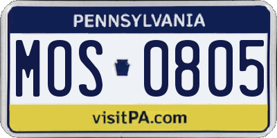 PA license plate MOS0805