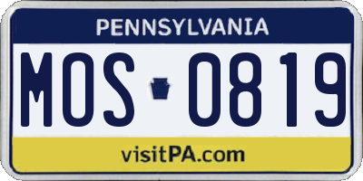 PA license plate MOS0819