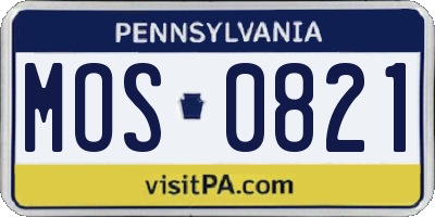 PA license plate MOS0821