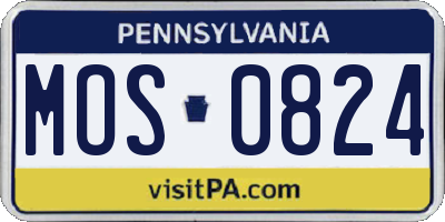 PA license plate MOS0824