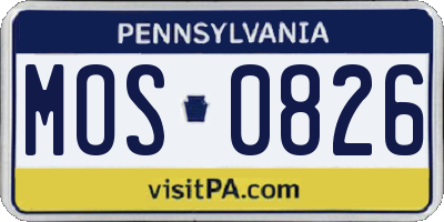 PA license plate MOS0826