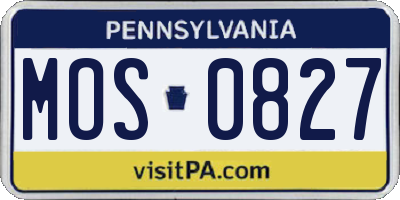 PA license plate MOS0827