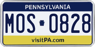 PA license plate MOS0828