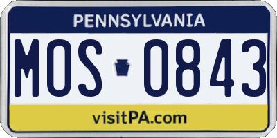 PA license plate MOS0843