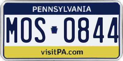 PA license plate MOS0844