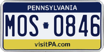 PA license plate MOS0846