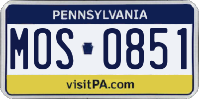 PA license plate MOS0851