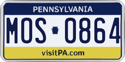 PA license plate MOS0864