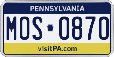 PA license plate MOS0870