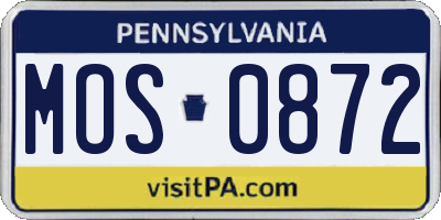 PA license plate MOS0872