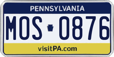 PA license plate MOS0876