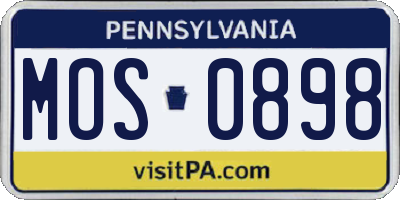 PA license plate MOS0898