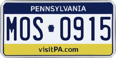 PA license plate MOS0915