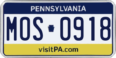 PA license plate MOS0918