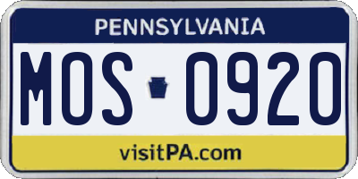 PA license plate MOS0920