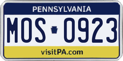 PA license plate MOS0923