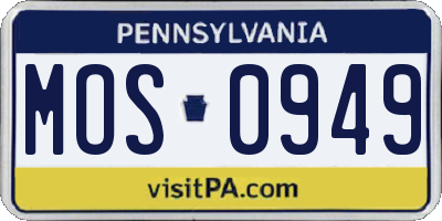 PA license plate MOS0949