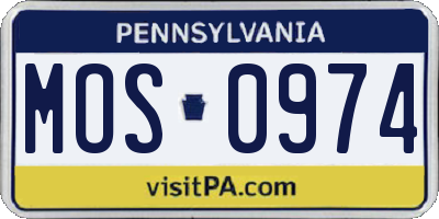 PA license plate MOS0974