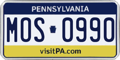 PA license plate MOS0990