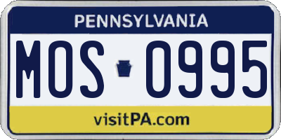PA license plate MOS0995