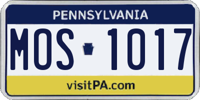 PA license plate MOS1017