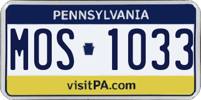 PA license plate MOS1033