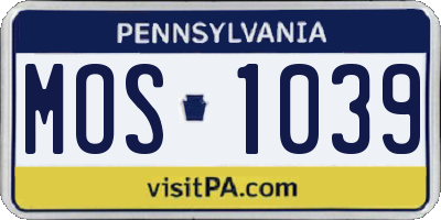 PA license plate MOS1039