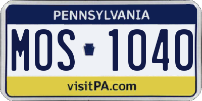 PA license plate MOS1040