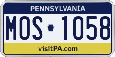 PA license plate MOS1058