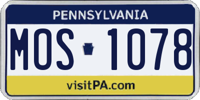 PA license plate MOS1078