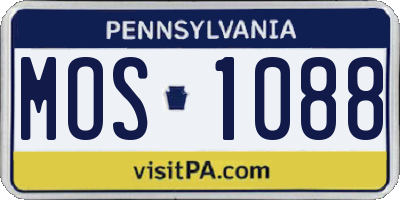 PA license plate MOS1088