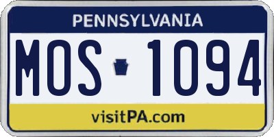 PA license plate MOS1094