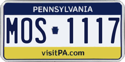 PA license plate MOS1117
