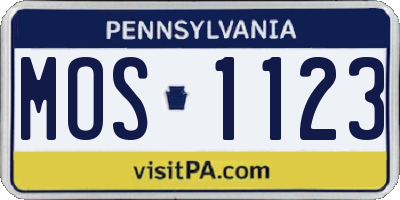 PA license plate MOS1123