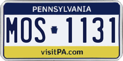 PA license plate MOS1131