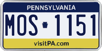 PA license plate MOS1151