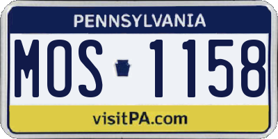 PA license plate MOS1158