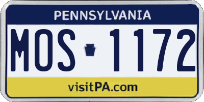 PA license plate MOS1172